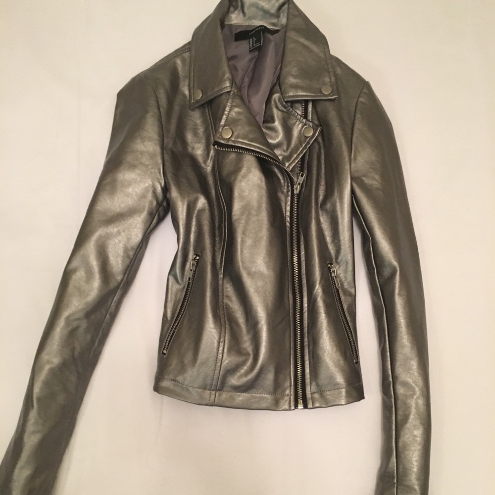 Silver faux leather jacket size small